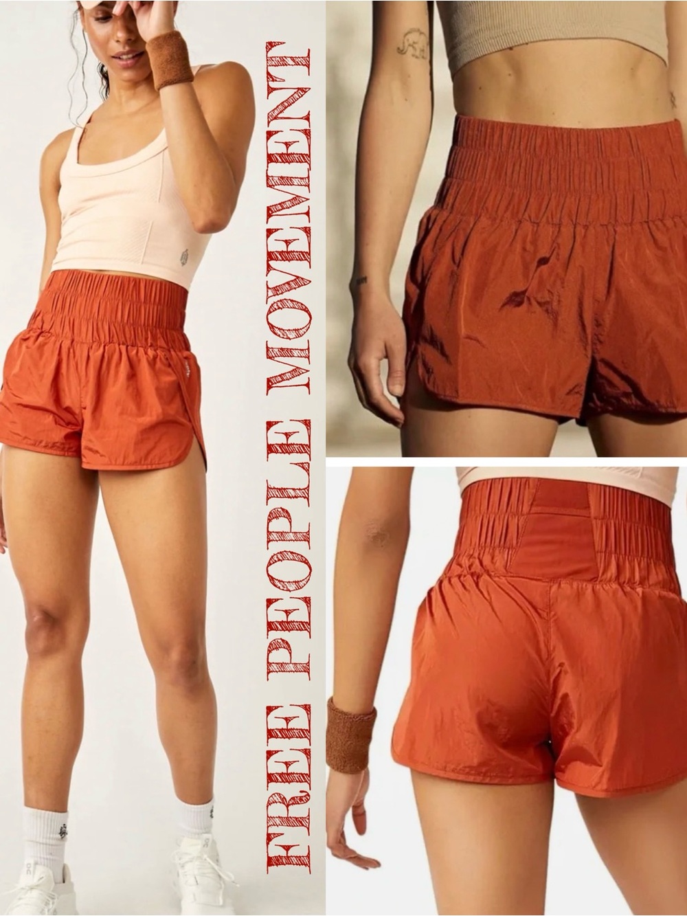 FREE PEOPLE MOVEMENT The Way Home Shorts High-Rise Shorts in Red Earth